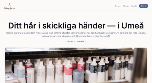 Företagssajt, frisör