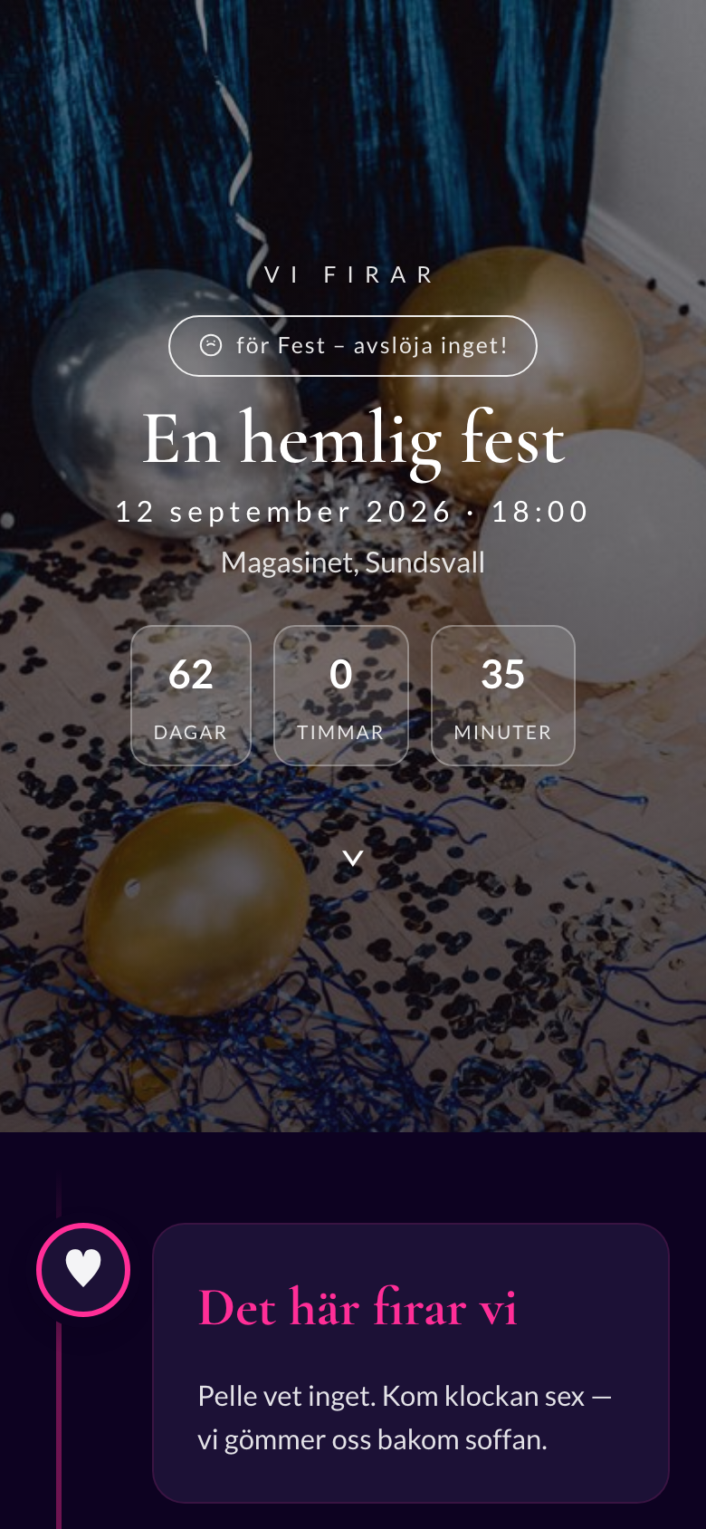 Överraskningsfest i temat Neonnatt