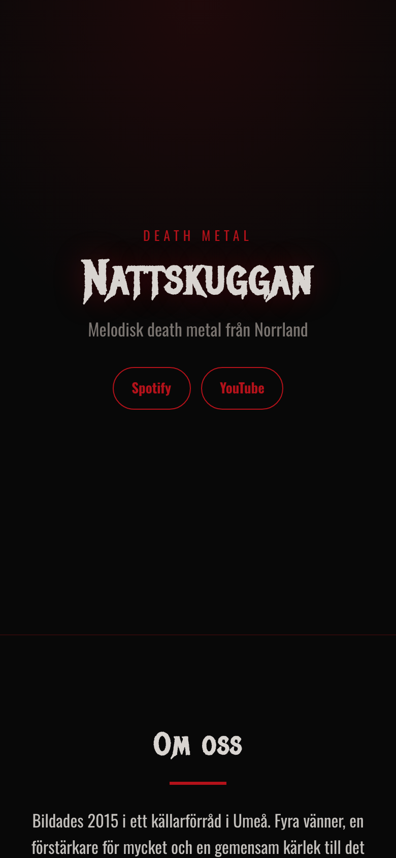Bandsida i death metal-stil med genre-logga