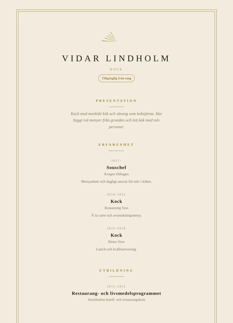 CV-layouten Art Deco
