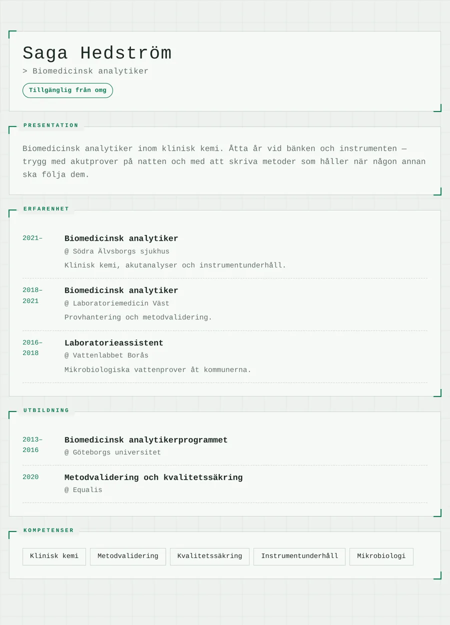 CV-layouten Techno i ljus stil